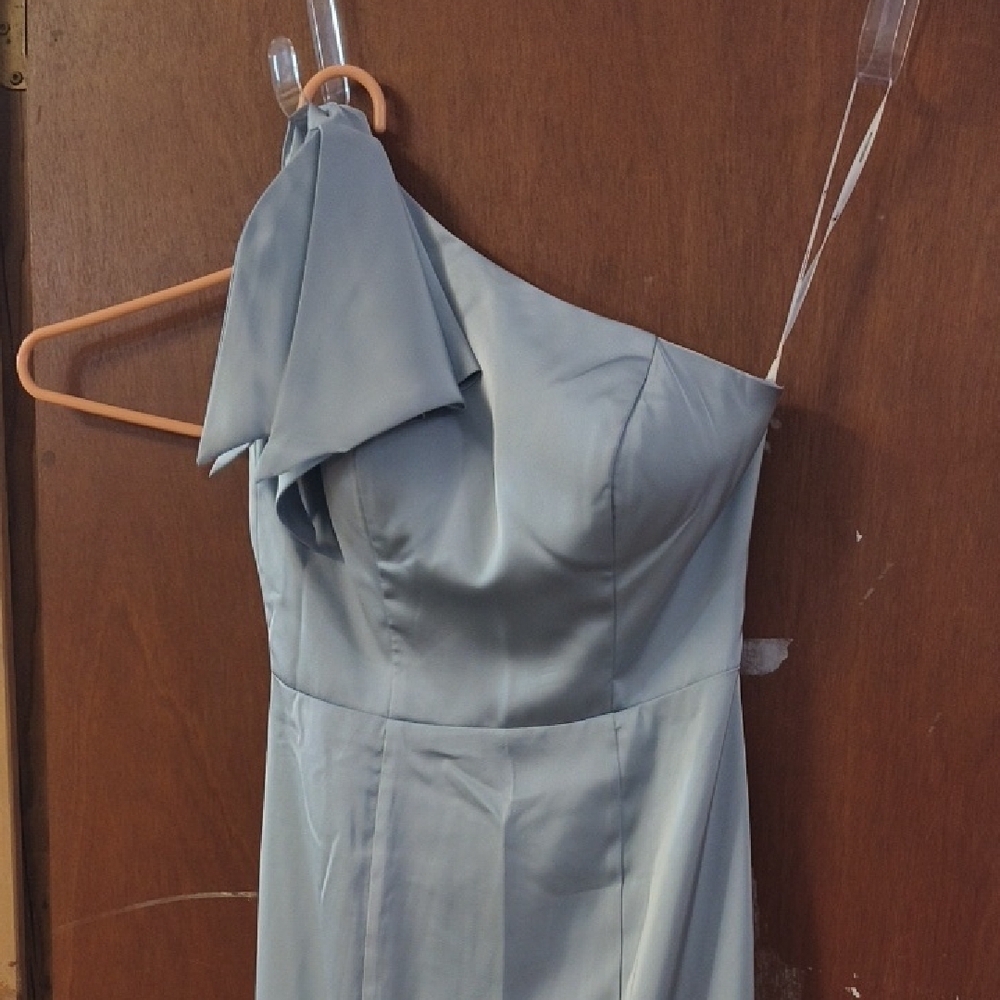 Chic One-Shoulder Light Blue Dress
